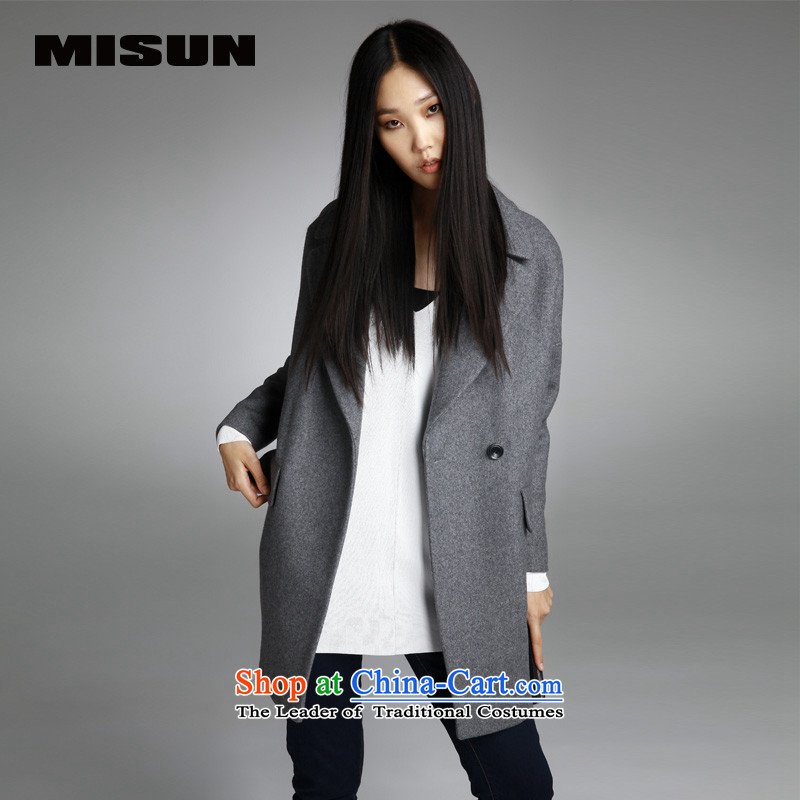 Michin MISUN_ 2015 autumn and winter new European sites connected over the small cocoon suit for thick a wool coat female gray?S