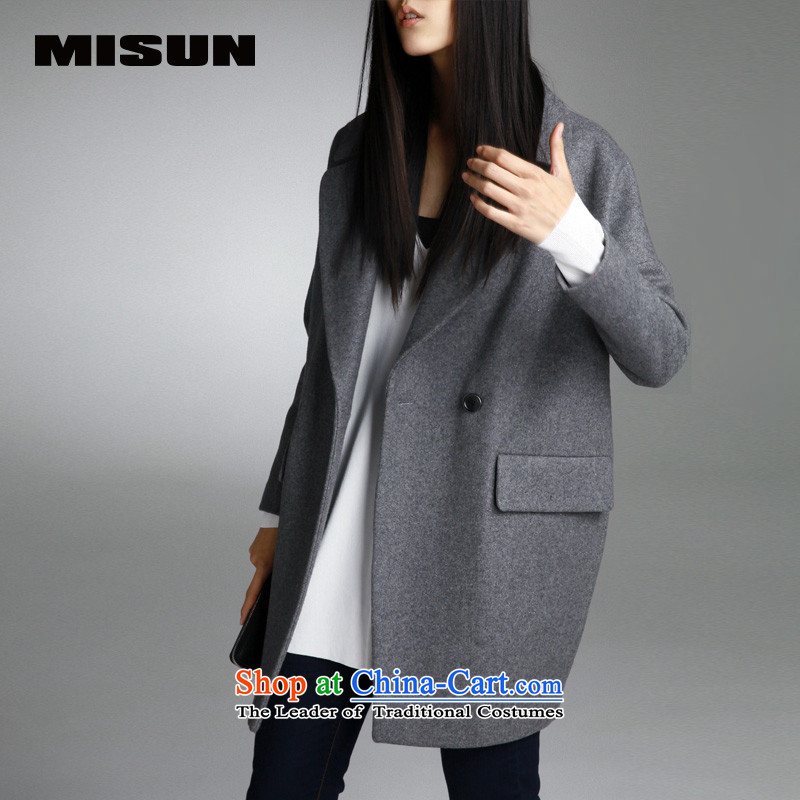 Michin MISUN/ 2015 autumn and winter new European sites connected over the small cocoon suit for thick a wool coat girl S m Sang (gray) has been pressed on misun Shopping