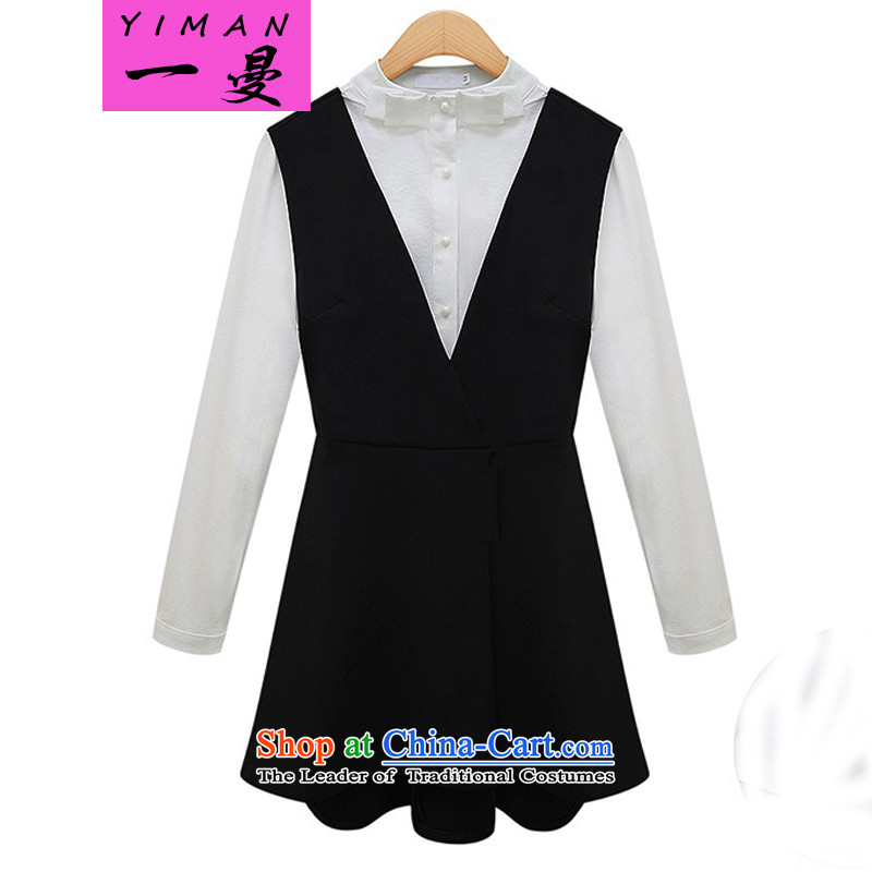 A Cayman large long-sleeved dresses 2015 new to xl women's two kits thick sister video thin stylish casual shirt without sleeves dresses 320 Black?3XL_ recommendations 140-160 characters catty