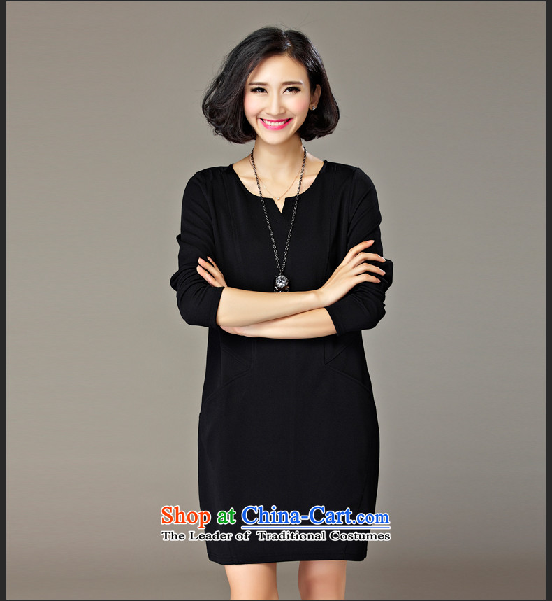 The Eternal Sau 2015 large female thick mm autumn new products attractive V-Neck trendy and comfortable long-sleeved dresses dark blue 4XL Photo, prices, brand platters! The elections are supplied in the national character of distribution, so action, buy now enjoy more preferential! As soon as possible.