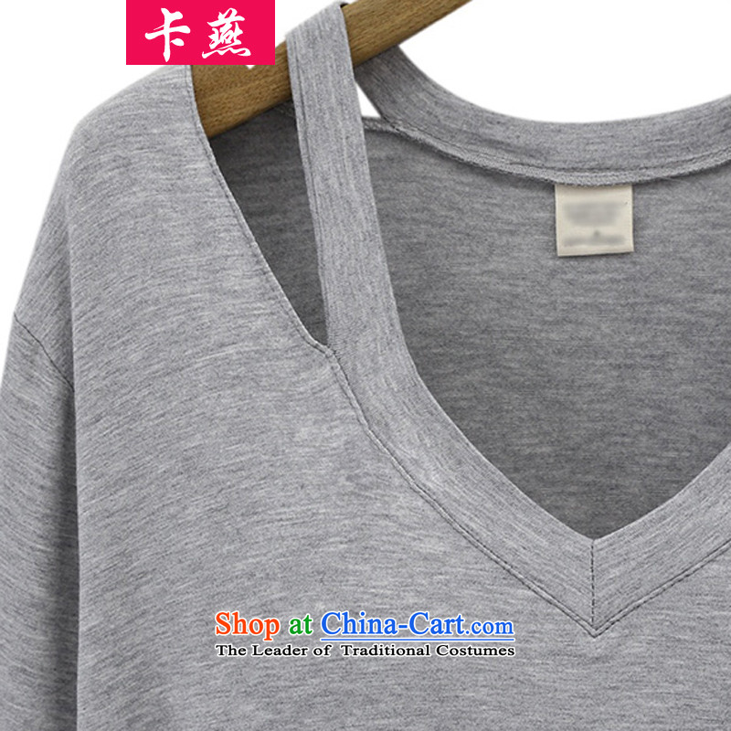 Card Plus hypertrophy code Yin female thick mm 2015 Fall/Winter Collections thick sister new autumn boxed long-sleeved T-shirt, forming the catty cashmere sweater 200 642 Black 5XL, card Yan Shopping on the Internet has been pressed.