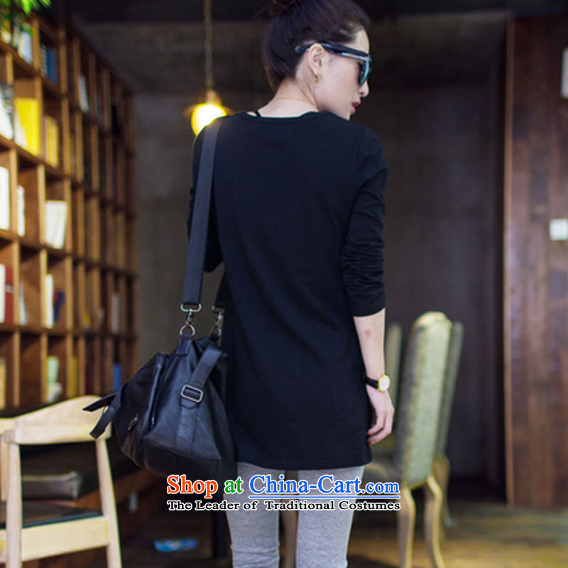 Van Gogh is the Fall 2015 new Korean female large graphics, forming the thin clothes in ethnic long long-sleeved T-shirt female black T-shirt XXL 135-145, Van Gogh fuuyyzz system () , , , shopping on the Internet