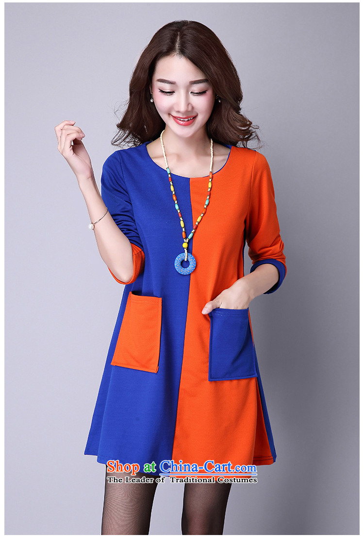 O Joe Tarja Halonen, new autumn 2015 Korean version of large code stitching graphics thin dresses female N6045 orange XXXL blue spell pictures, prices, brand platters! The elections are supplied in the national character of distribution, so action, buy now enjoy more preferential! As soon as possible.