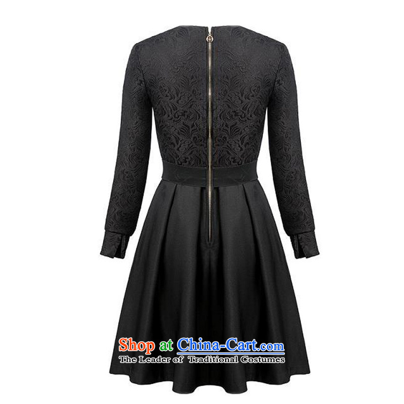 O Ya-ting to increase women's code 2015 new autumn and winter dresses thick mm video thin long-sleeved forming the jacquard bon bon skirts 9601 Black 5XL 175-200 recommends that you, O Jacob aoyating Ting () , , , shopping on the Internet