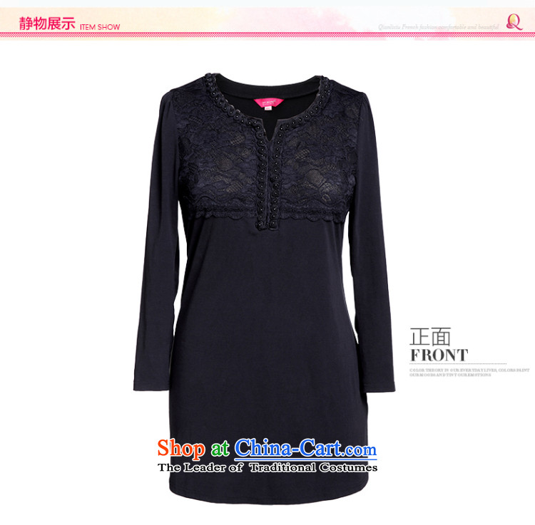 The former Yugoslavia Li Sau 2015 autumn large new mount female sexy round V-neck collar flower lace rose Stretch video and slender black 3XL 0131 UT T-shirt picture, prices, brand platters! The elections are supplied in the national character of distribution, so action, buy now enjoy more preferential! As soon as possible.