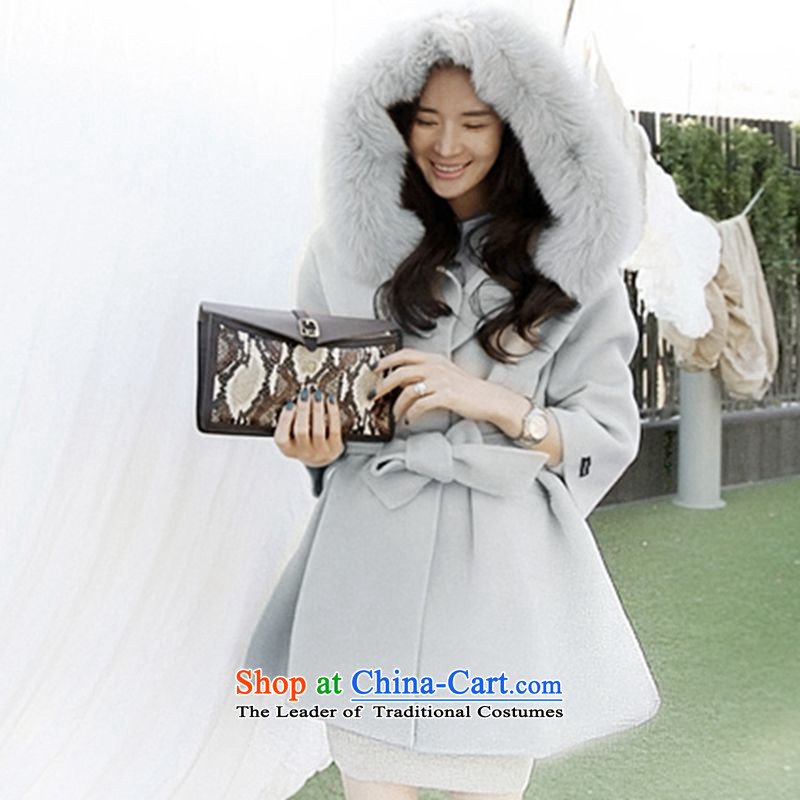 The Korean version of the autumn and winter mrsos2015 Nagymaros Neck Jacket in long cloak Korean gross coats cloak relaxd?? The light blue coat gross S,mrsos,,, shopping on the Internet