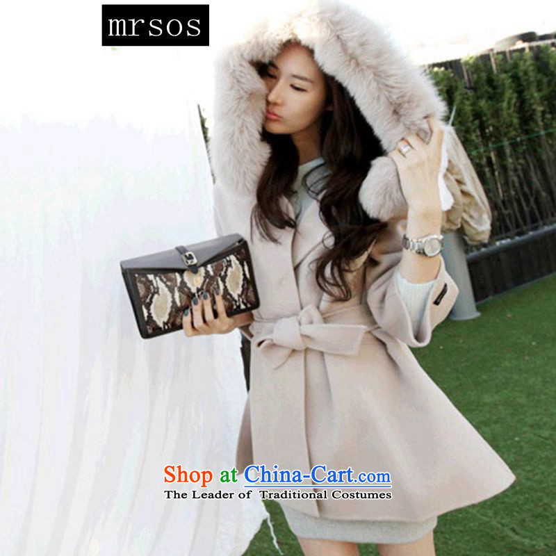 The Korean version of the autumn and winter mrsos2015 Nagymaros Neck Jacket in long cloak Korean gross coats cloak relaxd?? The light blue coat gross S,mrsos,,, shopping on the Internet