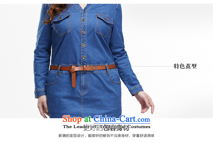 The former Yugoslavia Li Sau 2015 autumn large new mount female entertainer, V-Neck long-sleeved denim dress (feed belts) 0172 3XL denim Blue Photo, prices, brand platters! The elections are supplied in the national character of distribution, so action, buy now enjoy more preferential! As soon as possible.
