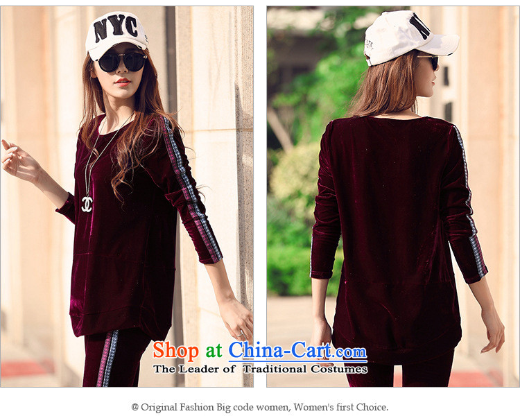 Morning to 2015 autumn and winter new Korean version of Fat MM leisure velvet kit for larger female loose video thin sweater pants and two extra piece wine red 4XL RECOMMENDATIONS 150 - 160131 catty picture, prices, brand platters! The elections are supplied in the national character of distribution, so action, buy now enjoy more preferential! As soon as possible.