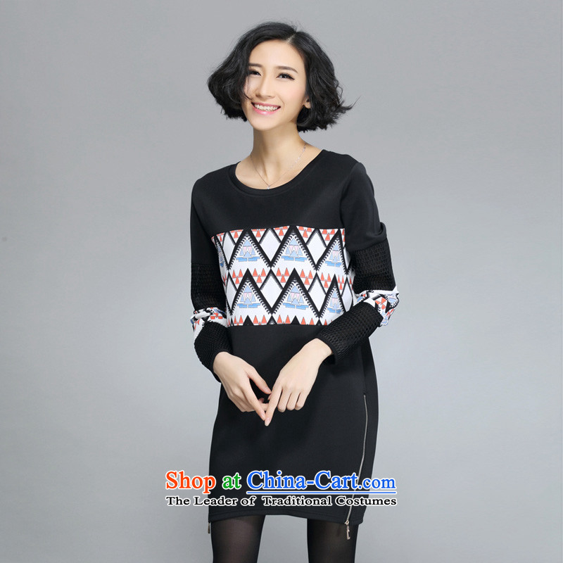 O Ya-ting 2015 new autumn and winter dresses to increase women's code thick mm round-neck collar video thin long-sleeved black 3XL forming the skirt D603 145-165 recommends that you, O Jacob aoyating Ting () , , , shopping on the Internet