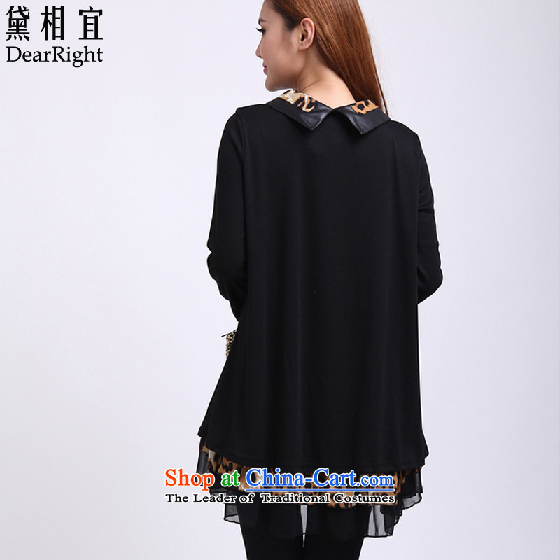 Doi affordable to xl long-sleeved dresses 200 catties thick Korean forming the sister A skirt autumn and winter thick mm loose video thin leave two black shirt 4XL( forming the recommendations 190-220), ideal for daisy (catty dearright) , , , shopping on the Internet