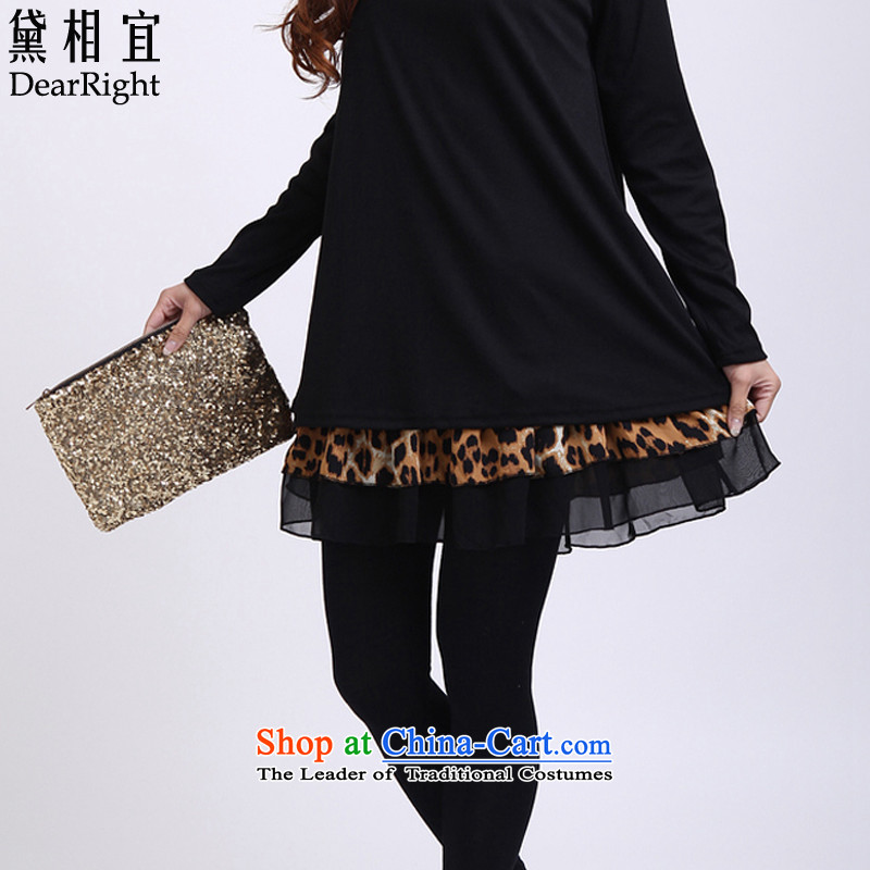 Doi affordable to xl long-sleeved dresses 200 catties thick Korean forming the sister A skirt autumn and winter thick mm loose video thin leave two black shirt 4XL( forming the recommendations 190-220), ideal for daisy (catty dearright) , , , shopping on the Internet