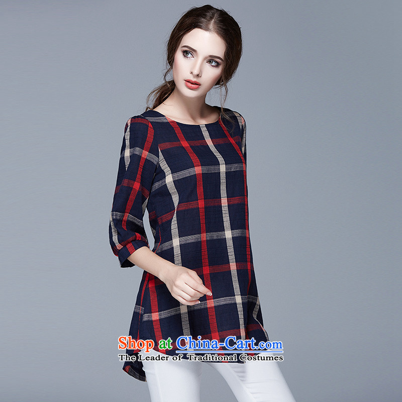 The new 2015 Elizabeth discipline large European and American women fall in with cotton linen cuff to xl T-shirt thick mm loose plaid girl jacket SN1051 picture color 3XL, discipline Windsor shopping on the Internet has been pressed.