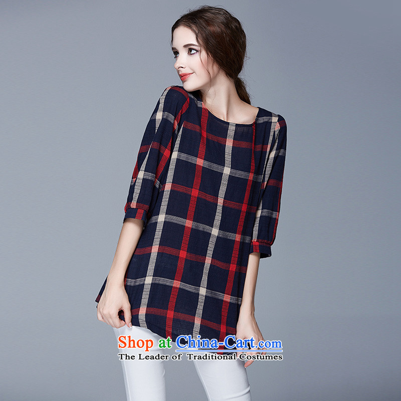 The new 2015 Elizabeth discipline large European and American women fall in with cotton linen cuff to xl T-shirt thick mm loose plaid girl jacket SN1051 picture color 3XL, discipline Windsor shopping on the Internet has been pressed.