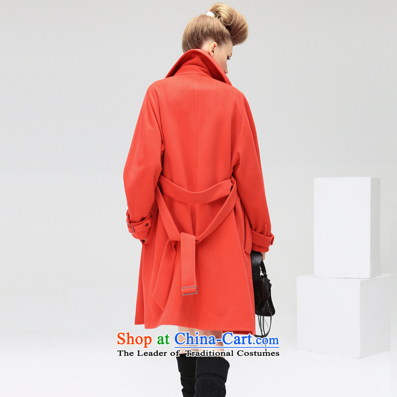 Cocobella 2015 autumn and winter new European and American high street entertainer lapel long hair loose coat female CT271? raspberries red S,COCOBELLA,,, shopping on the Internet