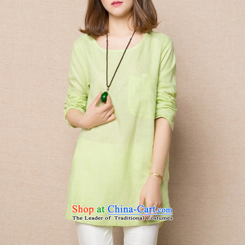 Replace the Korean version of the 2015 autumn shirt MM thick cotton linen A relaxd T-shirts, T-shirt shirts video thin light pink 3XL, road chyian shopping on the Internet has been pressed.