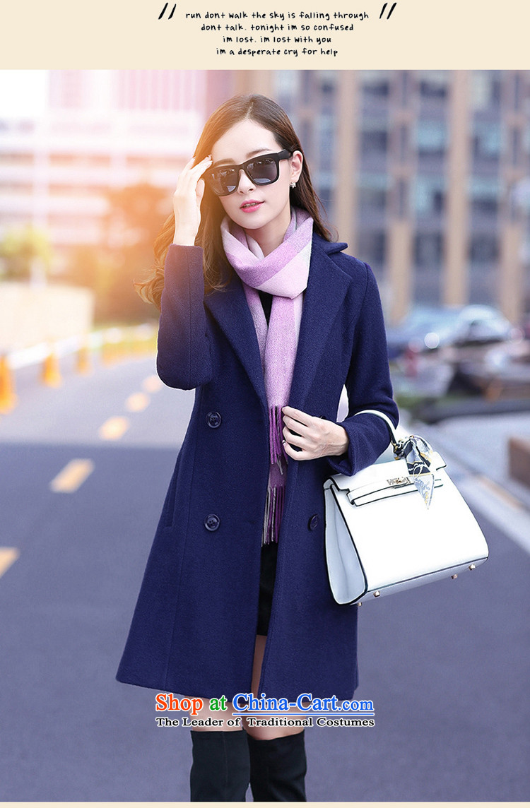 Lucie, wool coat women 2015 Winter Olympics? the new Korean version of Sau San solid color jacket women in double-long a wool coat MN1561 Blue M picture, prices, brand platters! The elections are supplied in the national character of distribution, so action, buy now enjoy more preferential! As soon as possible.