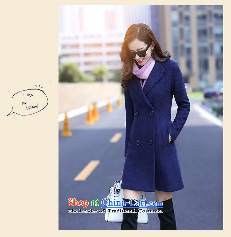 Lucie, wool coat women 2015 Winter Olympics? the new Korean version of Sau San solid color jacket women in double-long a wool coat MN1561 Blue M picture, prices, brand platters! The elections are supplied in the national character of distribution, so action, buy now enjoy more preferential! As soon as possible.