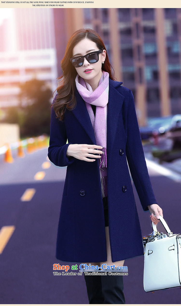 Lucie, wool coat women 2015 Winter Olympics? the new Korean version of Sau San solid color jacket women in double-long a wool coat MN1561 Blue M picture, prices, brand platters! The elections are supplied in the national character of distribution, so action, buy now enjoy more preferential! As soon as possible.