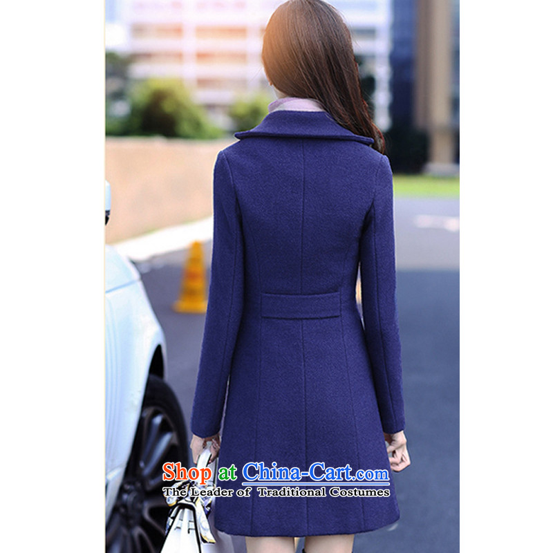 Lucie, wool coat women 2015 Winter Olympics? the new Korean version of Sau San solid color jacket women in double-long a wool coat MN1561 Blue M Lucie Diop (lucy dior , , , shopping on the Internet