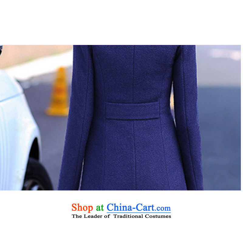 Lucie, wool coat women 2015 Winter Olympics? the new Korean version of Sau San solid color jacket women in double-long a wool coat MN1561 Blue M Lucie Diop (lucy dior , , , shopping on the Internet