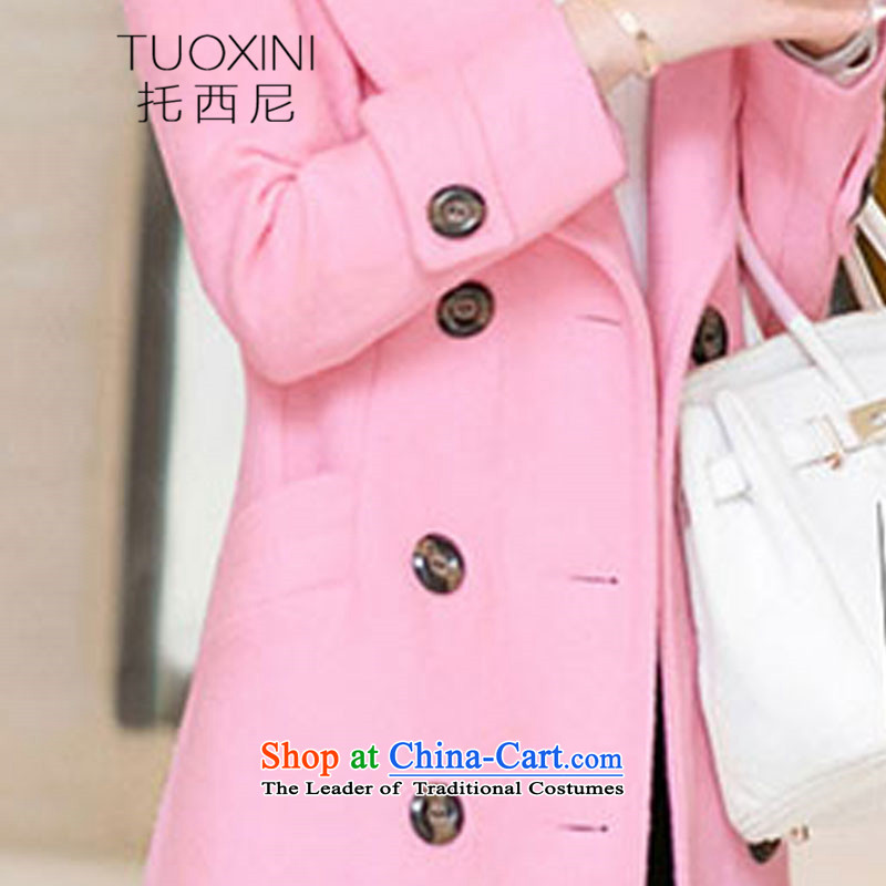 Tosini 2015 autumn and winter new Korean long thin video   Gross female jacket coat? 9225 Pole pink B plus cotton M TOSINI (TUOXINI) , , , shopping on the Internet