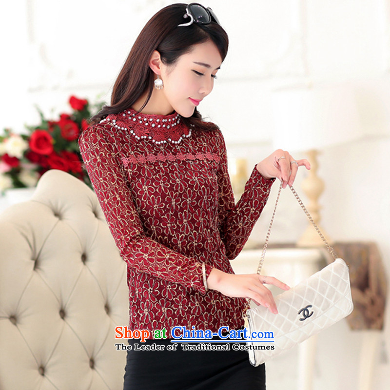 Install the latest Autumn 2015 ZORMO Mock-neck nails, the Pearl River Delta to xl lace forming the shirt, autumn and winter long-sleeved T-shirt female wine red 4XL 160-180 catty ,ZORMO,,, shopping on the Internet