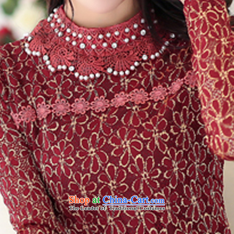 Install the latest Autumn 2015 ZORMO Mock-neck nails, the Pearl River Delta to xl lace forming the shirt, autumn and winter long-sleeved T-shirt female wine red 4XL 160-180 catty ,ZORMO,,, shopping on the Internet