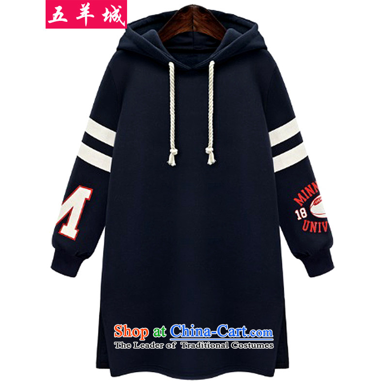 Five Rams City larger female winter clothing to the David yi 2015 autumn and winter new fat mm plus forming the Netherlands thick-mei, lint-free warm relaxd woolen sweater jacket 324 Navy?4XL recommendations about 160-180