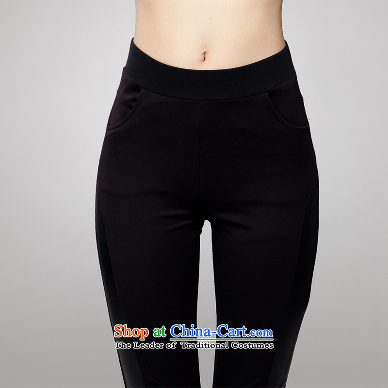 The Eternal-soo to xl ladies casual pants autumn 2015 new product expertise mm thick, Hin thin sister new Korean PU stitching wild black trousers 3XL, eternal Soo , , , shopping on the Internet