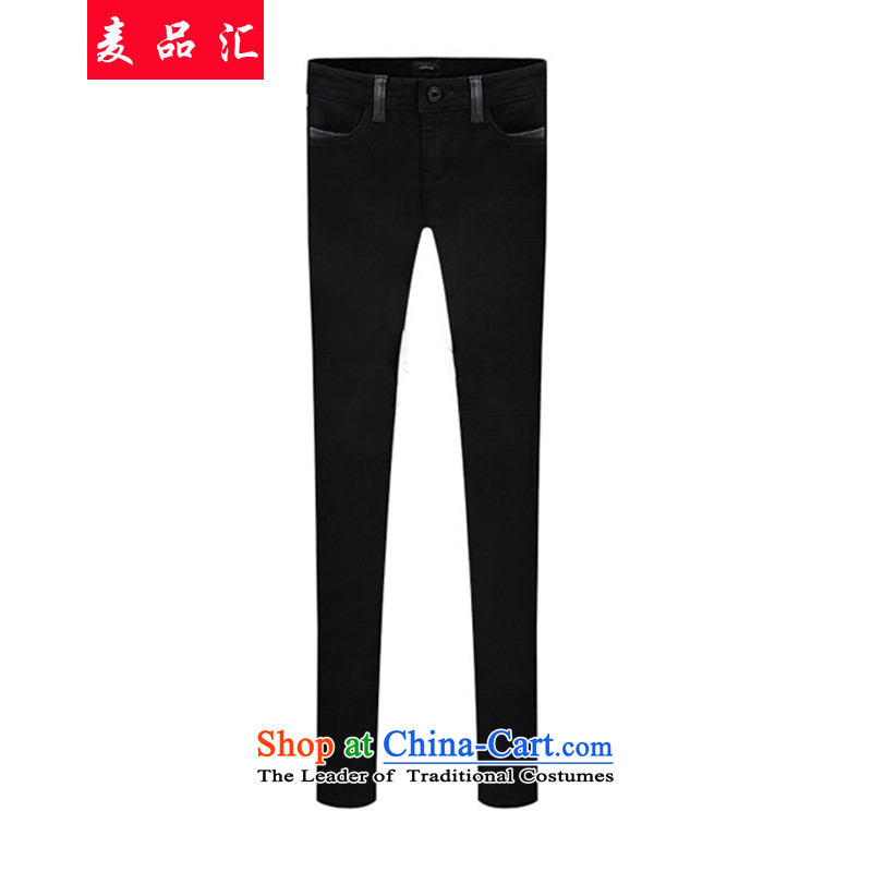 Mr Hui 2015 autumn and winter supplies for larger female thick jeans thick mm video skinny legs trousers high elastic 200 catties pencil trousers 2176 Black 38