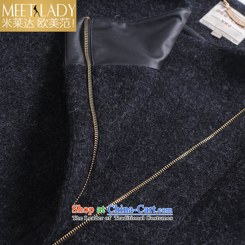 M LEDDA 2015 autumn and winter new European and American fur coats that spell checker pure color long-sleeved sweater female 5LN056 CARBON M M SOLEDAD MEETLADY () , , , shopping on the Internet