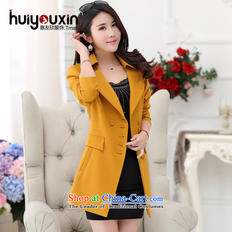 In spring and autumn 2015 new large Korean long in Sau San windbreaker stylish girl jackets leisure temperament suits black XXXXL, Hye-yan (HYX friends) , , , shopping on the Internet