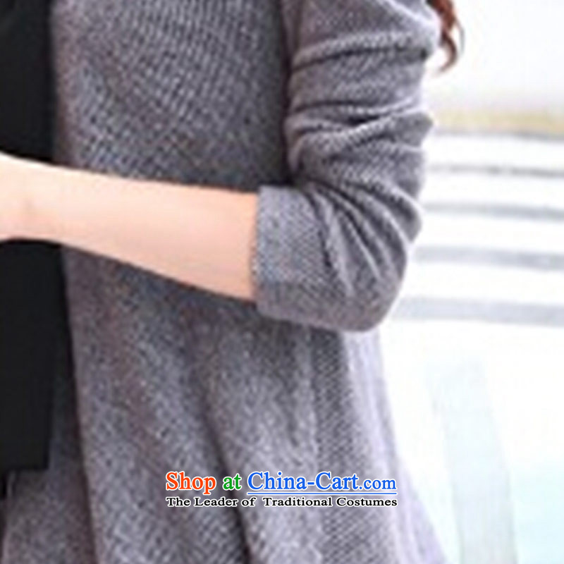 Dimple jelly 2015 new fall inside larger female thick MM stylish Sau San video thin wild long-sleeved stitching Knitted Shirt female 8195 gray XXL, dimple jelly shopping on the Internet has been pressed.