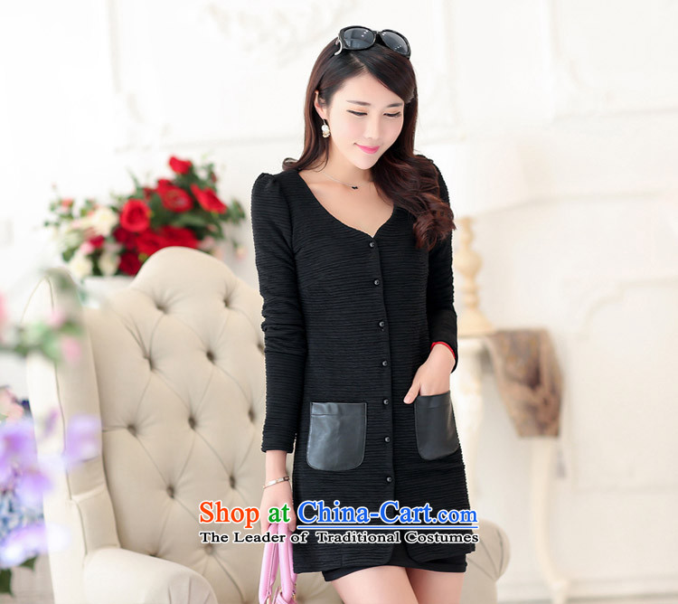 Morning to 2015 autumn and winter new larger women in long long-sleeved sweater Sau San video thin stylish wild wind jacket black 5XL recommendations seriously pictures, price weighs 160-170, brand platters! The elections are supplied in the national character of distribution, so action, buy now enjoy more preferential! As soon as possible.