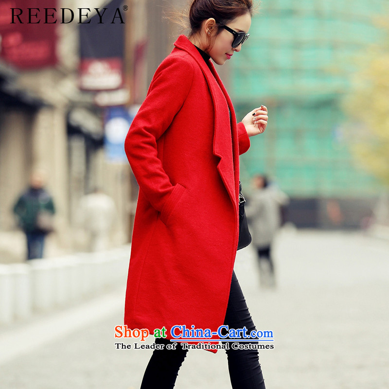 Avandia Rui REEDEYA 2015 autumn and winter new temperament wool? Jacket Sau San Korean version, long thin coat of gross female red L,REEDEYA,,,? Online Shopping