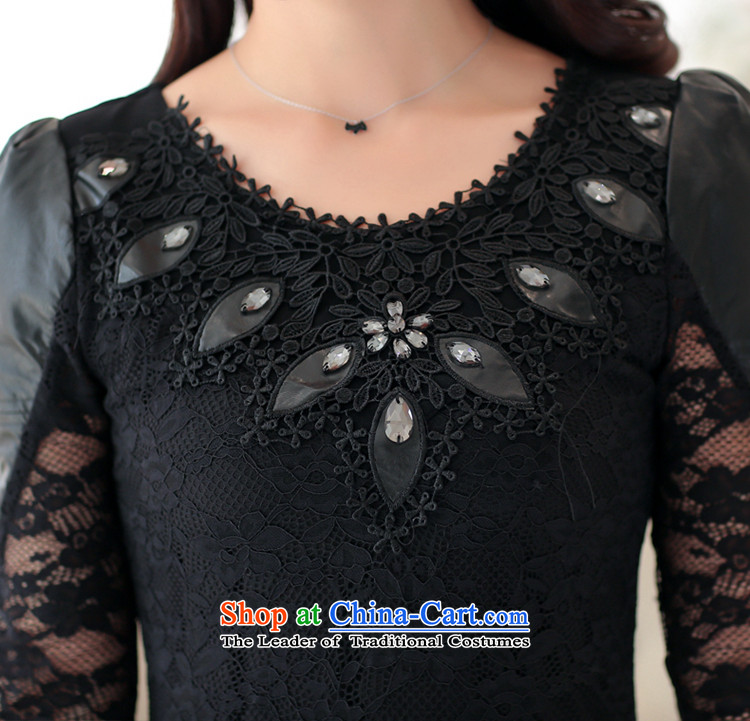  Large ZORMO female autumn and winter to XL PU stitching forming the Netherlands round-neck collar pin long-sleeved shirt pearl lace 5XL black picture, prices, brand platters! The elections are supplied in the national character of distribution, so action, buy now enjoy more preferential! As soon as possible.