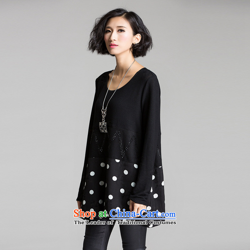 The Eternal Soo-XL t-shirts in the autumn 2015 new products thick mm sister Korean Wave point stitching atmosphere thick, Hin thin, large long-sleeved T-shirt black 3XL, eternal Soo , , , shopping on the Internet