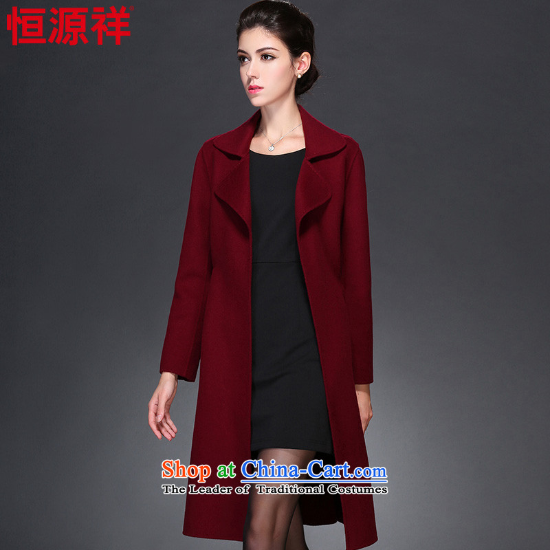Hang Cheung Chau load source 2015 new two-sided woolen coat female plain hand-made woolen coats in long?)? COAT 8902 4# Deep Violet 165/L, Hengyuan Cheung shopping on the Internet has been pressed.