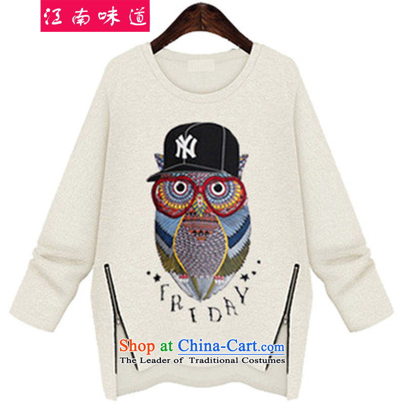 The Gangnam taste large autumn and winter 2015 women sweater to increase long-sleeved thick plus lint-free round-neck collar kit head relaxd long-sleeved owl stamp sweater gray stamp 3XL recommendations 140-160 characters around 922.747, Gangnam taste shopping on the Internet has been pressed.