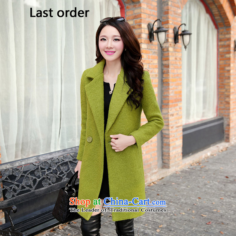 Last order 2015 autumn and winter new Korean version of the Long Hair Girl Green Jacket coat?S
