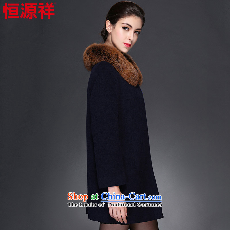 Ms. Cheung Hengyuan woolen COAT 2015 in autumn and winter new long warm a wool coat on the Nagymaros Neck Jacket female 8910 2# Navy 175/96A(XXL), Hengyuan Cheung shopping on the Internet has been pressed.