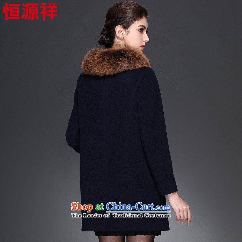 Ms. Cheung Hengyuan woolen COAT 2015 in autumn and winter new long warm a wool coat on the Nagymaros Neck Jacket female 8910 2# Navy 175/96A(XXL), Hengyuan Cheung shopping on the Internet has been pressed.
