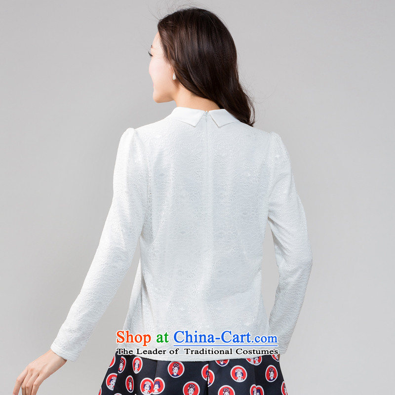 The interpolator auspicious 2015 to increase the number of women in the autumn of Korean New mm thick video thin plus long-sleeved shirt, lint-free lace forming the Netherlands T-shirt K5585 female white plus 3XL, rattled auspicious.... lint-free online shopping