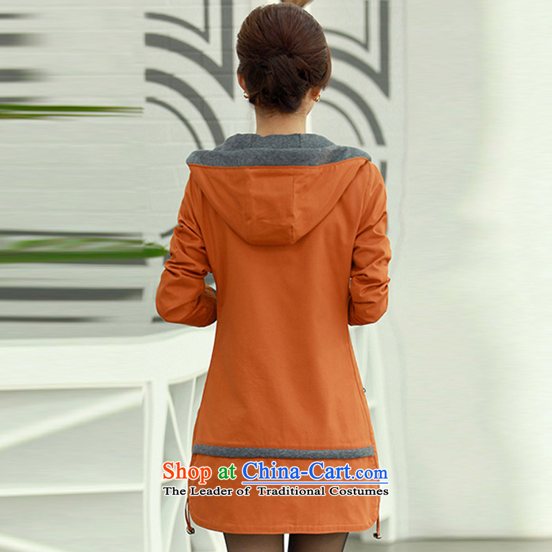 In Pak windbreaker female spring and autumn 2015 NEW TO XL Women Korean long of leisure Sau San jacket female orange 9821 XL, Yuan Park shopping on the Internet has been pressed.