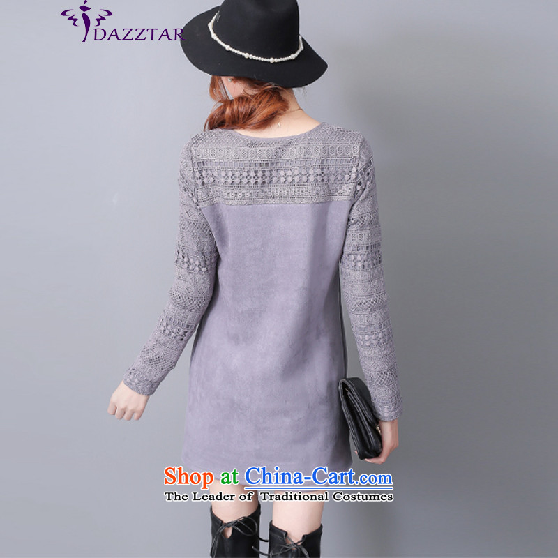  Large DAZZTAR Women 2015 autumn and winter new plus lint-free video in Sau San thick thin long-sleeved shirt, forming the long gray  XL,DAZZTAR,,, DM0169 shopping on the Internet