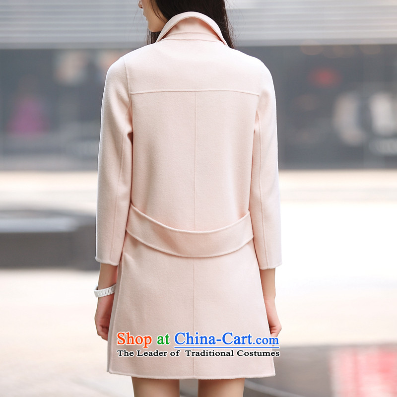 Half of the population in the city of 2015 autumn and winter female new non-cashmere overcoat duplex long suit for the Korean version of Sau San Mao? commuter pink coat gross pearl powder coat , then half of the population in the city shopping on the Inte