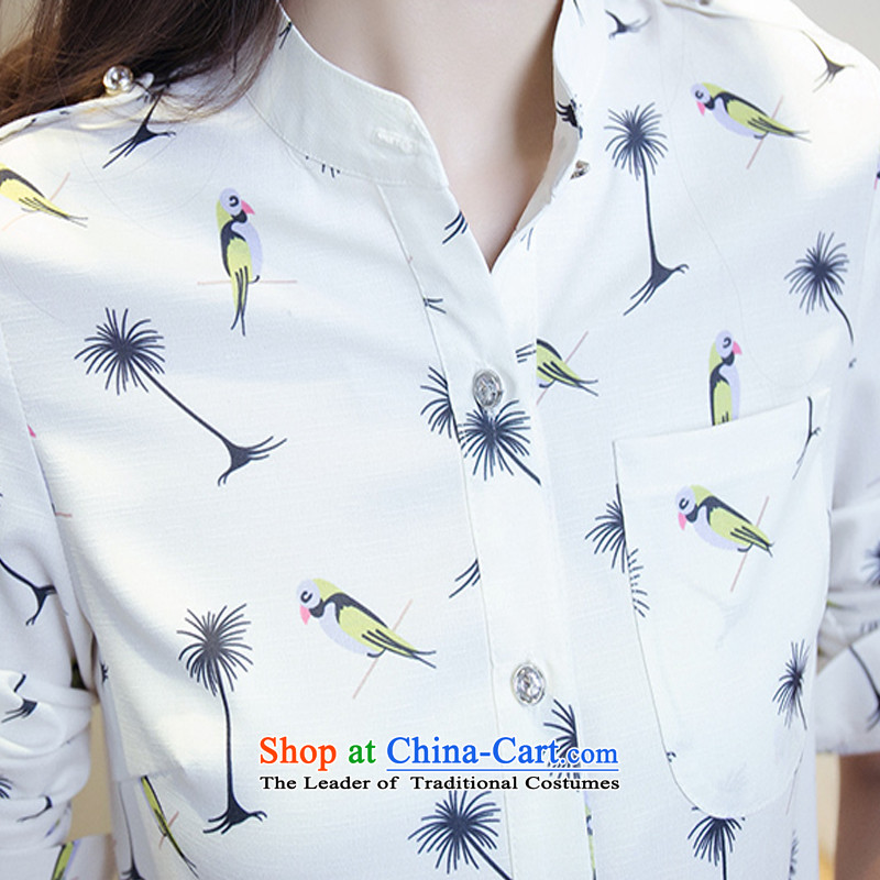 In the new paragraph baiqiu chiffon stamp long-sleeved shirt during the spring and autumn large women wear shirts to xl thick MM video thin white 6212 5XL around 922.747, $180-195 Park shopping on the Internet has been pressed.