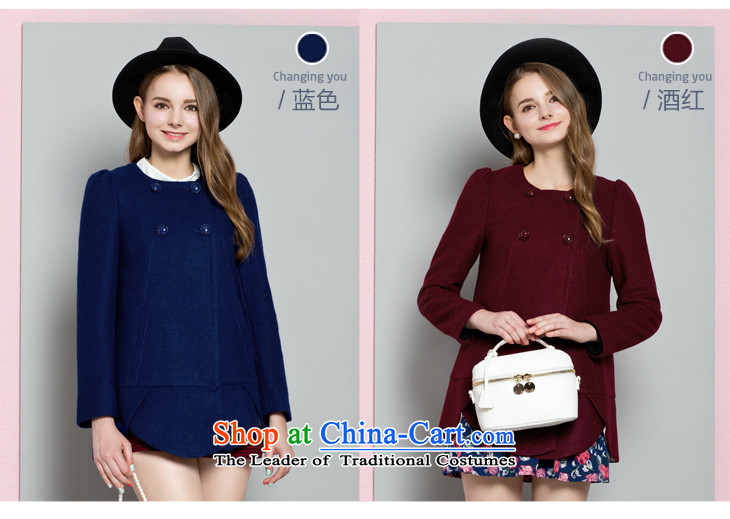 Lok-machi 2015 Autumn In New jacket, long hair? coats of coat before the end of the waves of pure colors round-neck collar L/165 blue jacket picture, prices, brand platters! The elections are supplied in the national character of distribution, so action, buy now enjoy more preferential! As soon as possible.