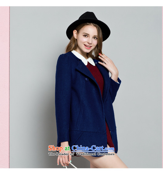 Lok-machi 2015 Autumn In New jacket, long hair? coats of coat before the end of the waves of pure colors round-neck collar L/165 blue jacket picture, prices, brand platters! The elections are supplied in the national character of distribution, so action, buy now enjoy more preferential! As soon as possible.